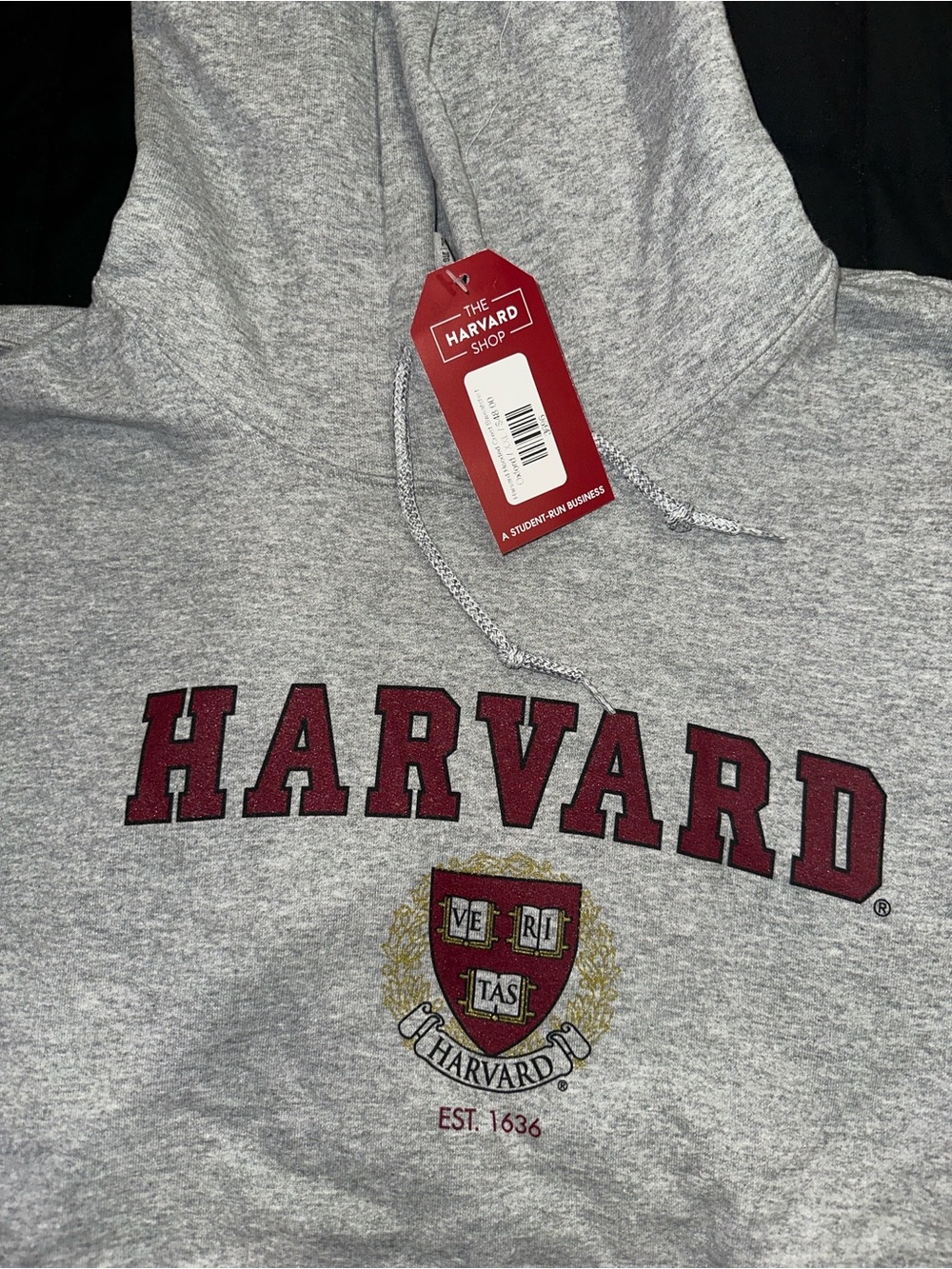 Harvard Gray Hooded Sweatshirt with Crimson Logo (NWT) - Picture 2 of 11